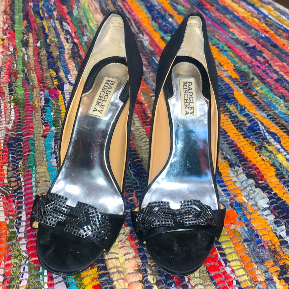 Badgley Mischka Satin Swarovski Crystals Shoes